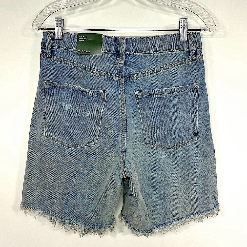 Wild Fable High Rise Wide Leg Bermuda Jean Shorts Size 2/26 New Sale - Picture 2 of 9